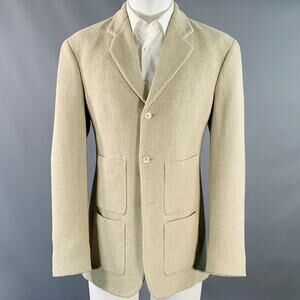 MAISON MARTIN MARGIELA Size 40 Beige Woven Cotton Notch Lapel Sport Coat
